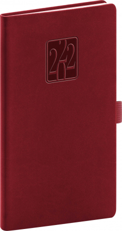 Vreckový diár Vivella Classic 2022, vínový, 9 × 15,5 cm