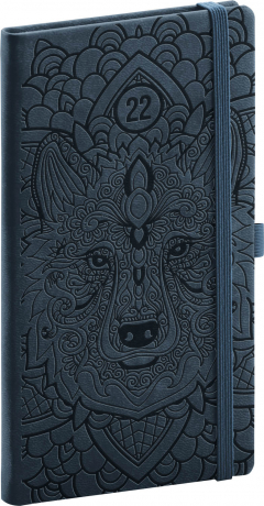 Vreckový diár Vivella Fun 2022, vlk, 9 × 15,5 cm