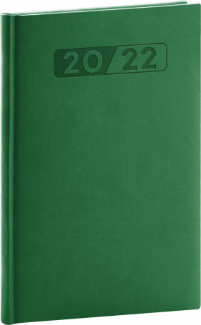 Týždenný diár Aprint 2022, zelený, 15 × 21 cm