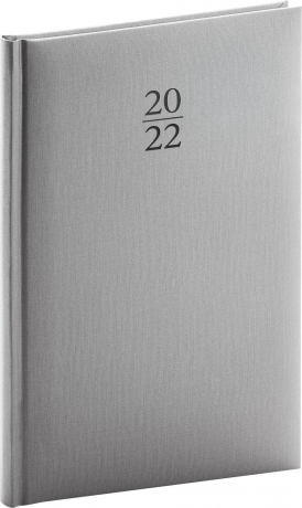 Týždenný diár Capys 2022, strieborný, 15 × 21 cm