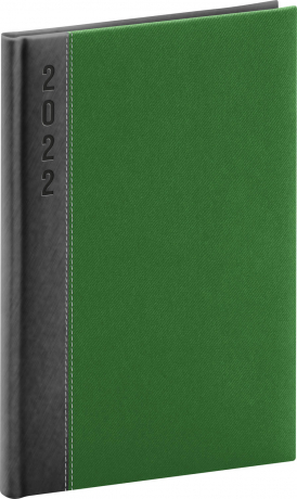 Týždenný diár Dakar 2022, sivo–zelený, 15 × 21 cm