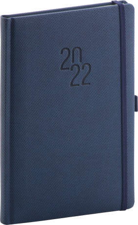 Týždenný diár Diamante 2022, modrý, 15 × 21 cm