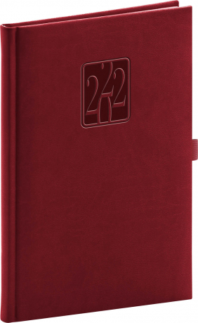 Týždenný diár Vivella Classic 2022, vínový, 15 × 21 cm