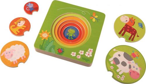 Haba drevené vkladacie viacvrstvové puzzle Farma od 1 roka