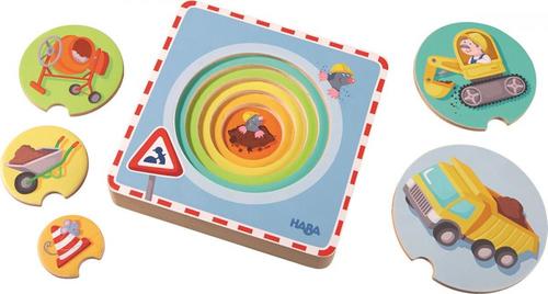 Haba drevené vkladacie viacvrstvové puzzle Stavebné stroje od 1 roka