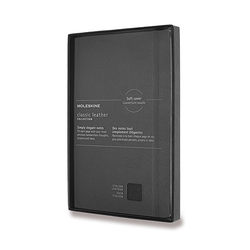 Zápisník MOLESKINE LEATHER mäkký linaj. čierny L