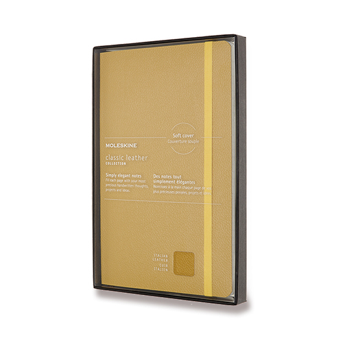 Zápisník MOLESKINE LEATHER mäkký linaj. žltý L