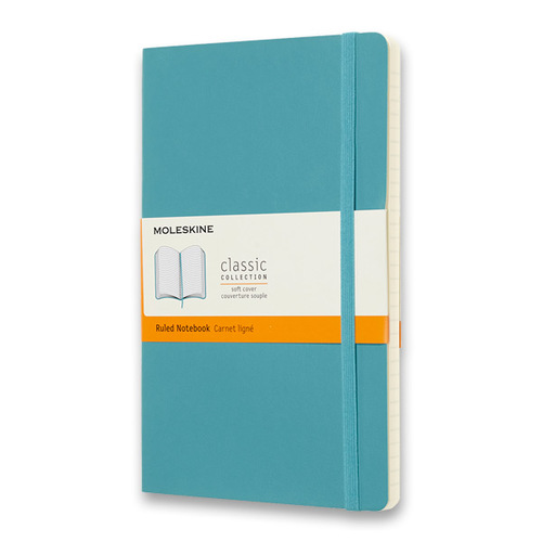 Zápisník MOLESKINE mäkký linajkový tyrkysový L