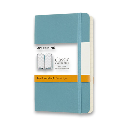 Zápisník MOLESKINE mäkký linajkový tyrkysový S
