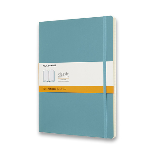 Zápisník MOLESKINE mäkký linajkový tyrkysový XL