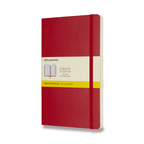 Zápisník MOLESKINE mäkký štvorčekový červený L
