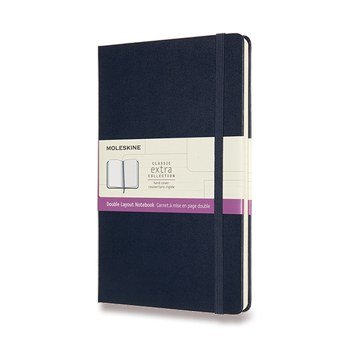 Zápisník MOLESKINE tvrdý linajk-čistý modrý L