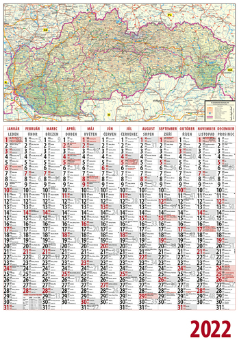 Plánovací kalendár s mapou 2022