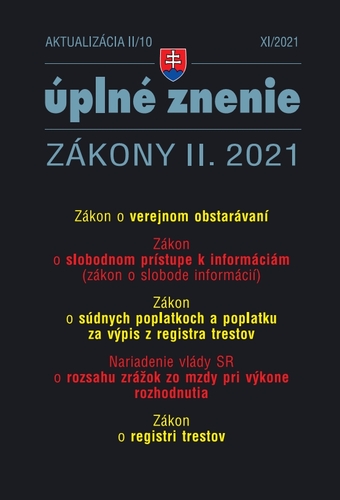Kniha Zákony 2021 II aktualizácia II 10 - Verejné obstarávanie - Kolektív autorov