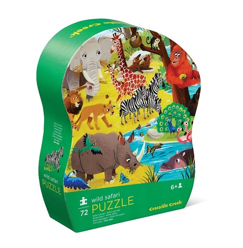 Puzzle Divoké safari v tvarovanej krabičke 72 Crocodile Creek