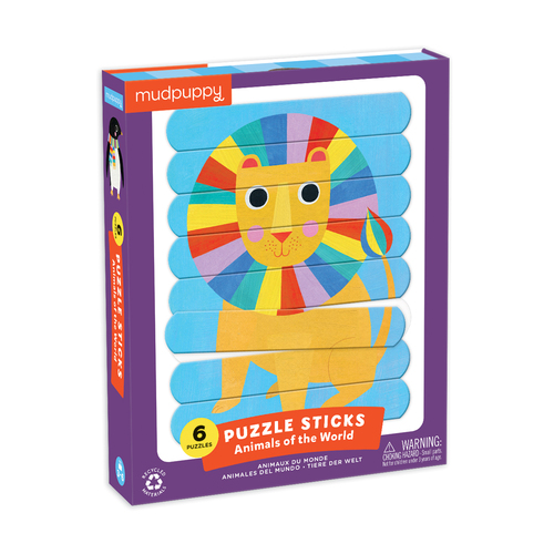 Obojstranné puzzle paličky Zvieratá sveta