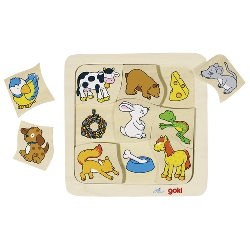 Drevené puzzle Čo jedia?