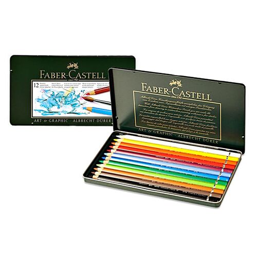 Akvarelové Pastelky Faber-Castell Albrecht Dürer plechová krabička 12 ks