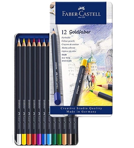 Faber-Castell Pastelky Faber-Castell Goldfaber plechová krabička 12 ks