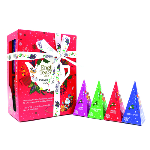 English Tea Shop Bio Červená vianočná kolekcia, 12 pyramíd