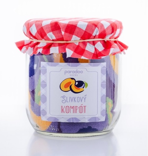 Unisex ponožky Darčekové balenie ponožiek Slivkový kompót Paradoo (veľkosť: 36-40)