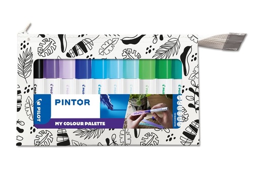 Pilot Pintor Sada Akrylový popisovač 10 ks, (M) stredný, studené odtiene