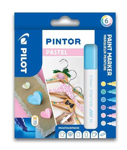 Pilot Pintor Sada Akrylový popisovač 6 ks, (M) stredný, Mix pastelových farieb