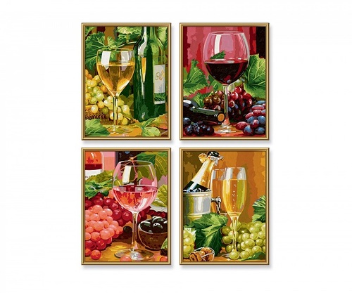 Maľovanie podľa čísel In Vino Veritas (4 obrazy 18x24 cm) Schipper