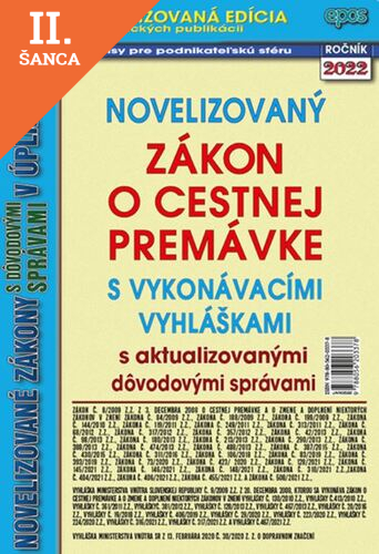 Lacná kniha Novelizovaný zákon o cestnej premávke 5/2022