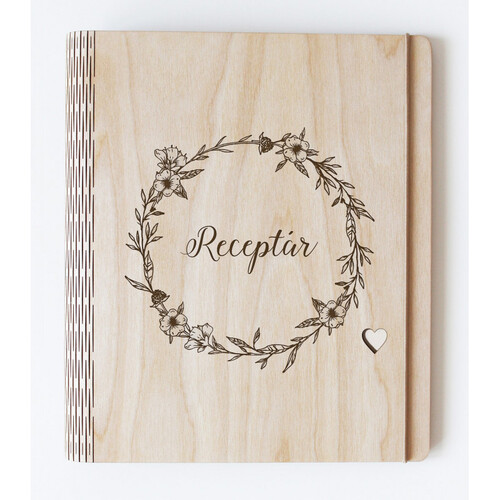 Kniha Interess Drevený zápisník na recepty Kvetinový veniec