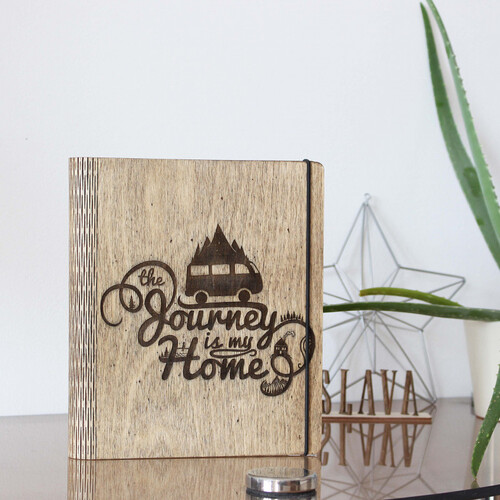 Kniha Interess Drevený zápisník The Journey is my home