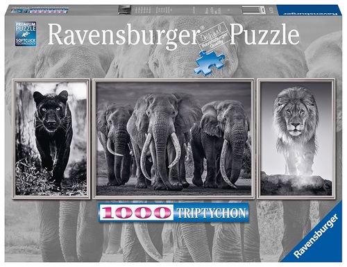 Puzzle Panter, slon a lev 1000 panorama Ravensburger