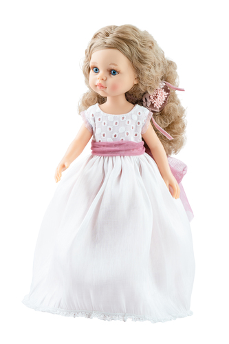 Bábika Amiga Comunión Carla v dlhých bielych šatách 32cm