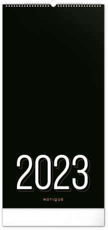 Nástenný plánovací kalendár čierny 2023, 21 × 42 cm