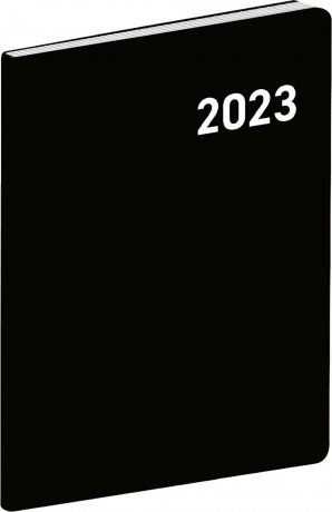 Vreckový diár Čierny 2023, plánovací mesačný, 7 × 10 cm