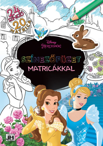 Színezőfüzet matricákkal - Disney-hercegnők - 24 színező és több mint 20 matrica