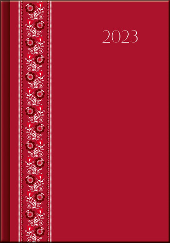 Denný diár A5 – PRINT Folk červený 2023