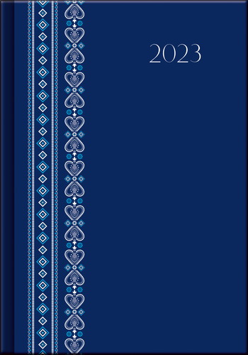Denný diár A5 – PRINT Folk modrý 2023