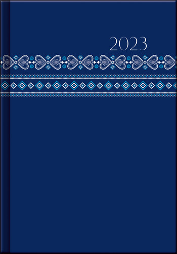 Pracovný diár A5 – PRINT Folk modrý 2023