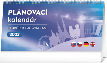 Stolový kalendár Plánovací s európskymi sviatkami 2023, 25 × 12,5 cm
