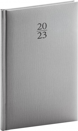 Týždenný diár Capys 2023, strieborný, 15 × 21 cm