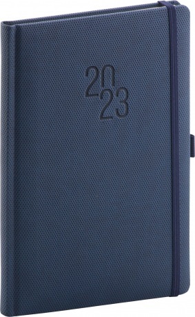 Týždenný diár Diamante 2023, modrý, 15 × 21 cm