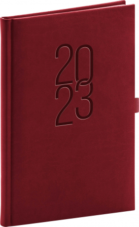Týždenný diár Vivella Classic 2023, vínový, 15 × 21 cm