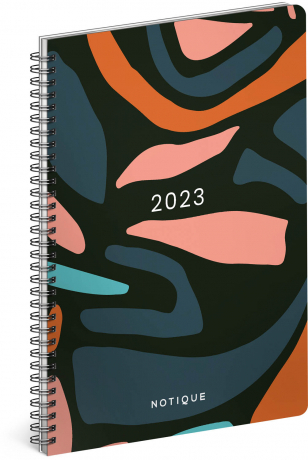 Týždenný špirálový diár A4 Abstrakt 2023, 21 × 29,7 cm