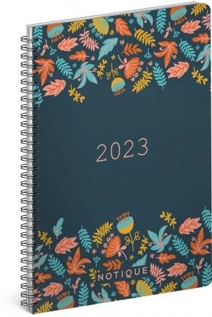 Týždenný špirálový diár A5 Kvety 2023, 14,8 × 21 cm