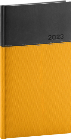 Vreckový diár Dado 2023, žltočierny, 9 × 15,5 cm