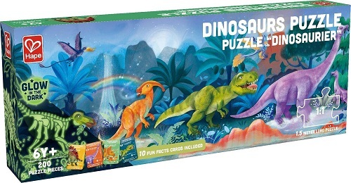 Metrové puzzle svietiace Dinosaury HAPE