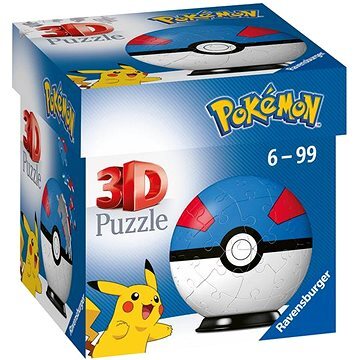 Puzzle-Ball Pokémon: Poké Ball modro-červený 54 Ravensburger
