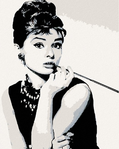 Maľovanie podľa čísel Audrey Hepburn (čiernobiela) 40x50cm Zuty