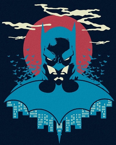 Maľovanie podľa čísel Batman: V modrej a červenej 40x50cm Zuty